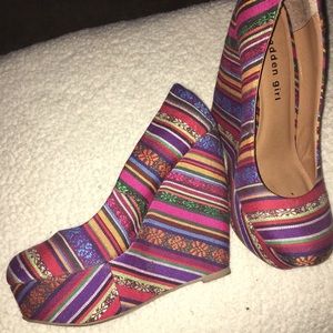 Steve Madden Vintage Multi Color Aztec Wedges